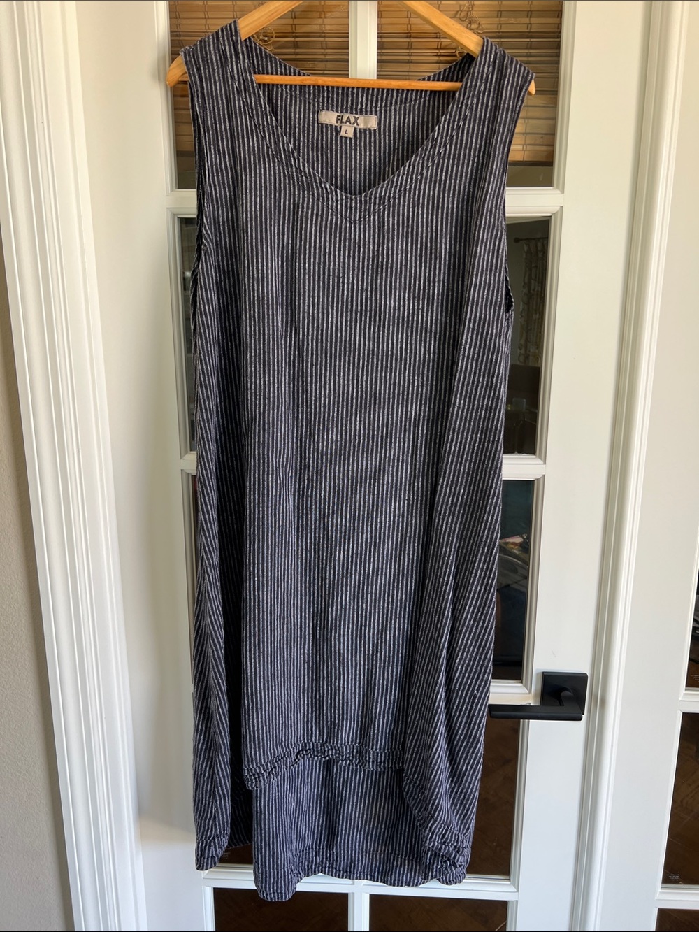 Flax Black and White Striped Sleeveless Midi Dress